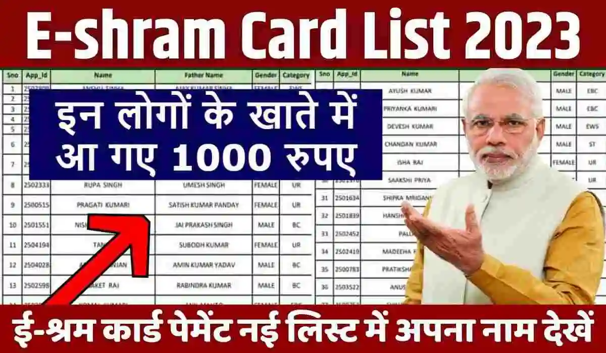 E-shram Card List 2023